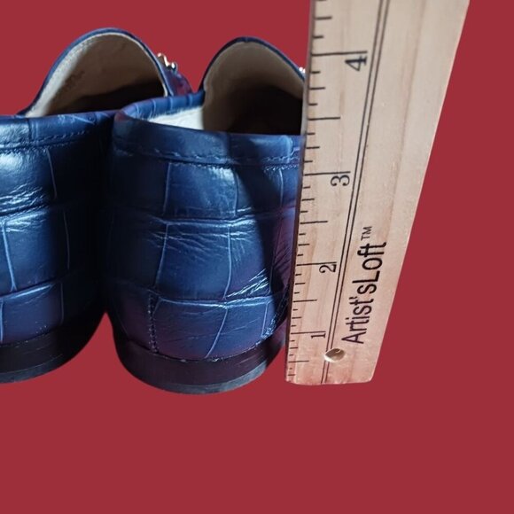 Sam Edelman Women Croc- Loafers With Gold Accent Navy Blue 6.5M - Picture 6 of 13